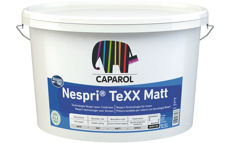 Pittura altamente coprente per pareti e soffitti di ambienti interni Nespri TeXX Matt