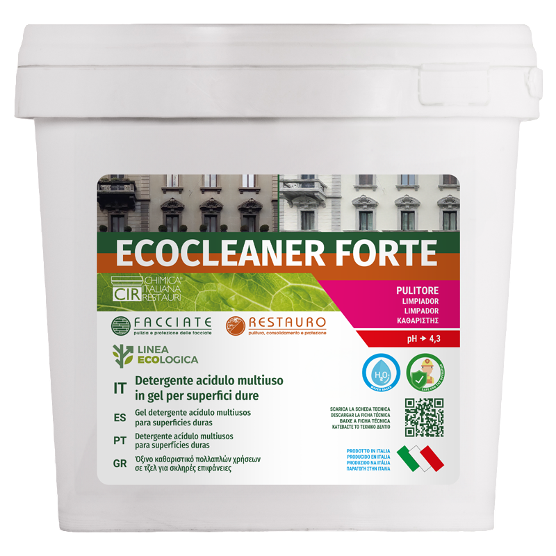 ECOCLEANER FORTE Detergente acidulo multiuso in gel per superfici dure